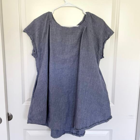 Free People Chambray Style Tunic Top Medium - Picture 2 of 5